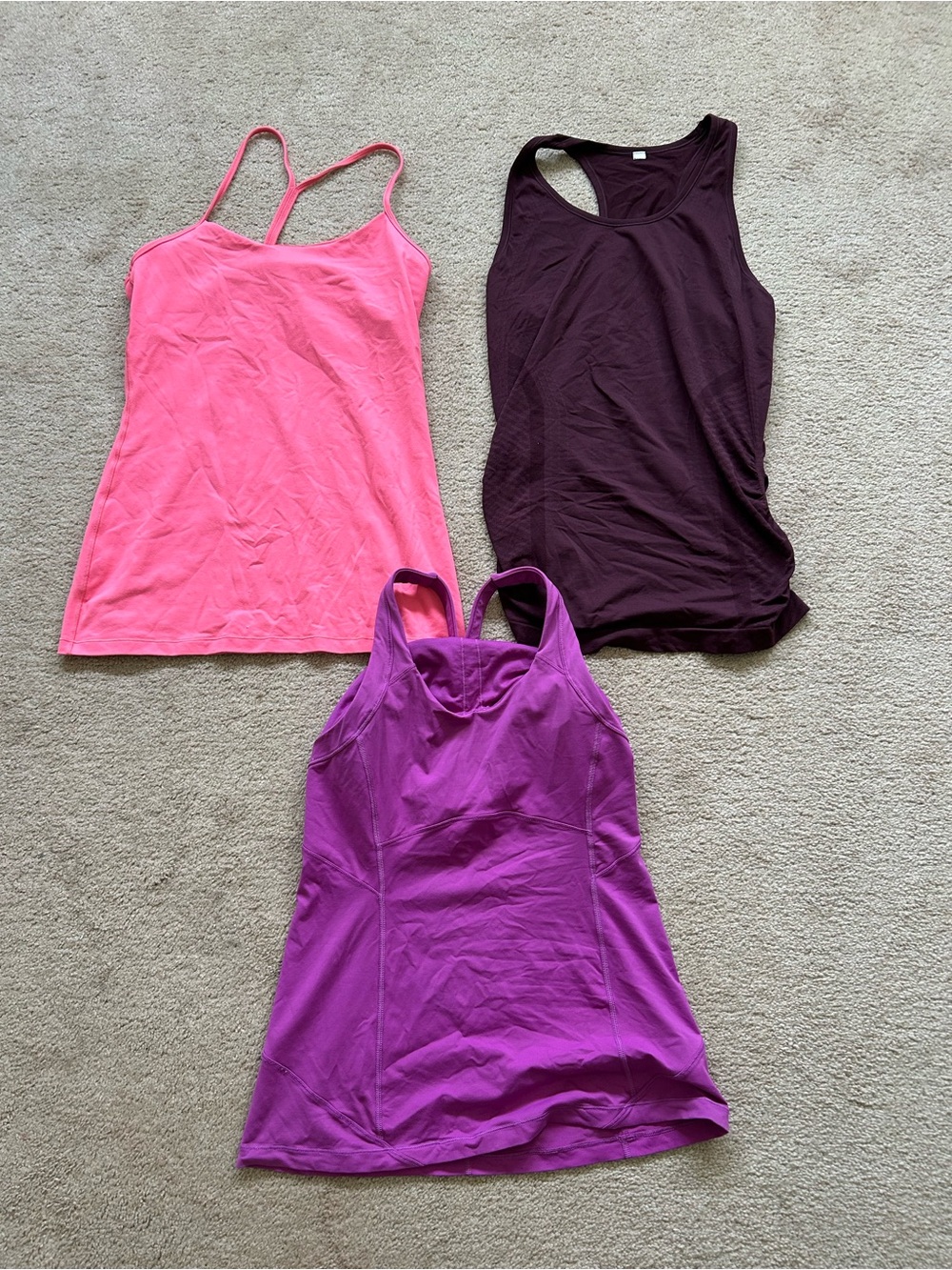 lululemon athletica Pink, Purple and Plum Racerback Tank Set